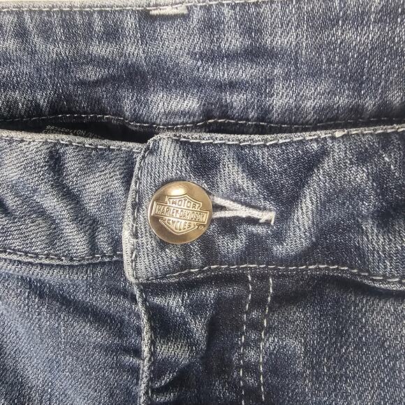 Harley-Davidson Bootcut Jeans Women’s Size 6 Vintage Y2K Eagle Patch Denim - Picture 3 of 6